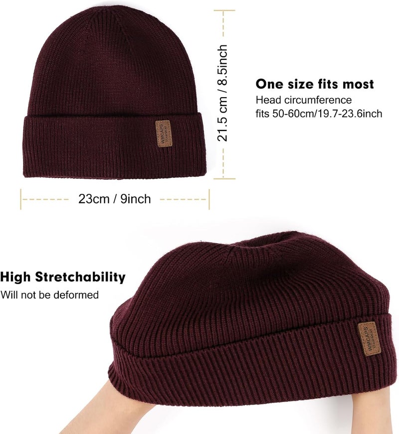 Wmcaps Winter Beanie for Men Women, Fleece Lined Beanie Soft Warm Knit Hat Ski Stocking Cuffed Cap - Image 3